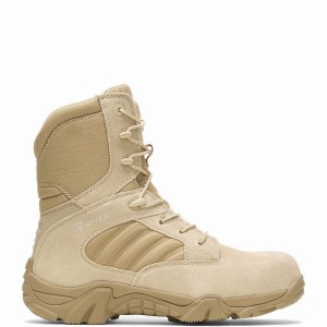 Beige Brown Wolverine GX-8 Desert Composite Toe Side Zip Women Work Boots | BLA940JZ