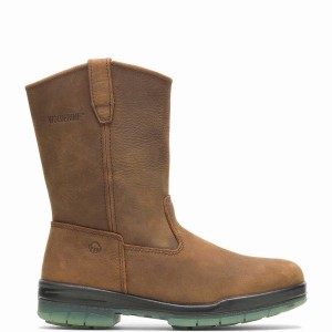 Brown Wolverine DuraShocks® Steel Toe Insulated Waterproof Wellington Men Boots | LDW5699YL