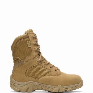 Brown Wolverine GX-8 Waterproof Composite Toe Side Zip Women Work Boots | QTA9732UE