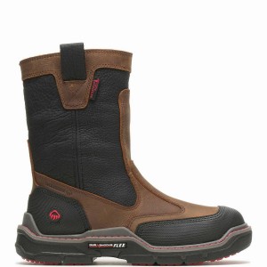 Brown Wolverine Raider DuraShocks® Heavy Duty CarbonMAX® Work Wellington Men Boots | MVH8199VP
