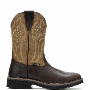 Brown Wolverine Rancher Eagle Waterproof Steel-Toe Wellington Men Boots | PAR6948HC