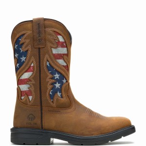 Brown Wolverine Rancher Flag Steel-Toe Wellington Men Boots | LQV61100XQ