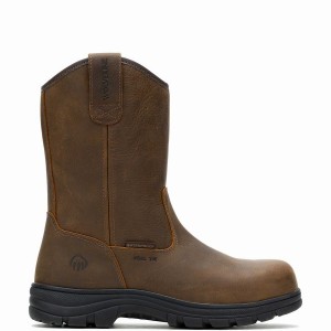 Dark Brown Wolverine Carlsbad Steel-Toe Work Wellington Men Boots | NVE7056UV