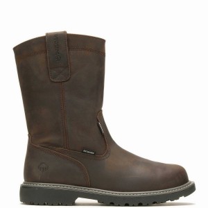 Dark Brown Wolverine Floorhand Met-Guard Steel-Toe Wellington Men Boots | TUY1297CS