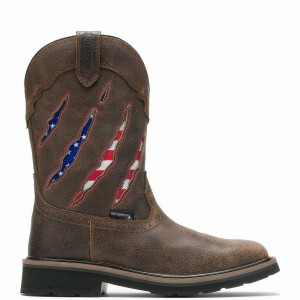 Dark Brown Wolverine Rancher Claw Steel Toe Wellington Men Boots | VBO3031AQ