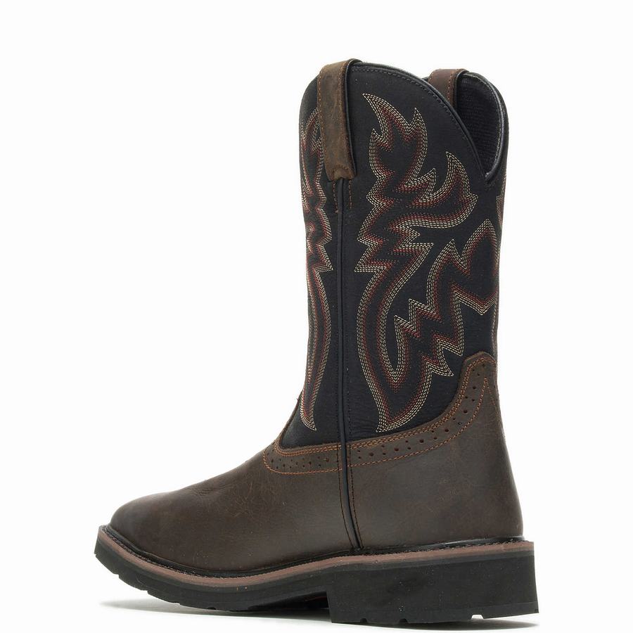 Black Brown Wolverine Rancher Waterproof Steel-Toe Wellington Men Boots | PEB3354KZ
