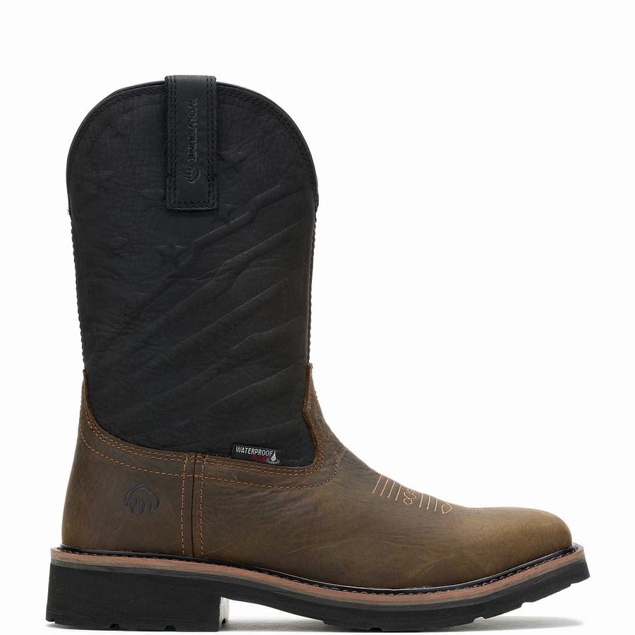 Black Wolverine Rancher Flag LX Steel-Toe Wellington Men Boots | WCD7662BV