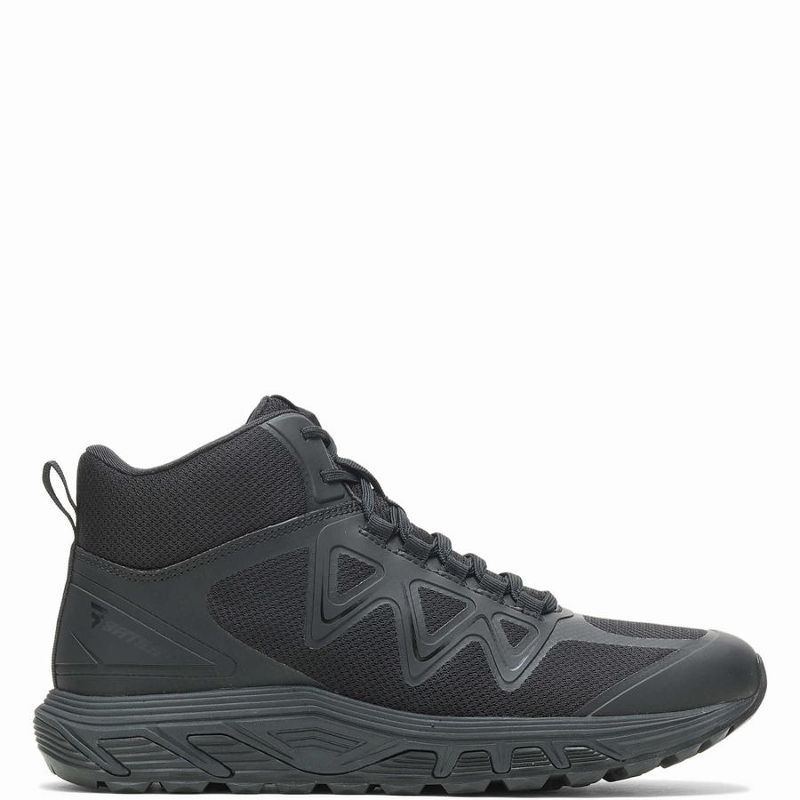 Black Wolverine Rush Mid Women Work Boots | KXF63100QL
