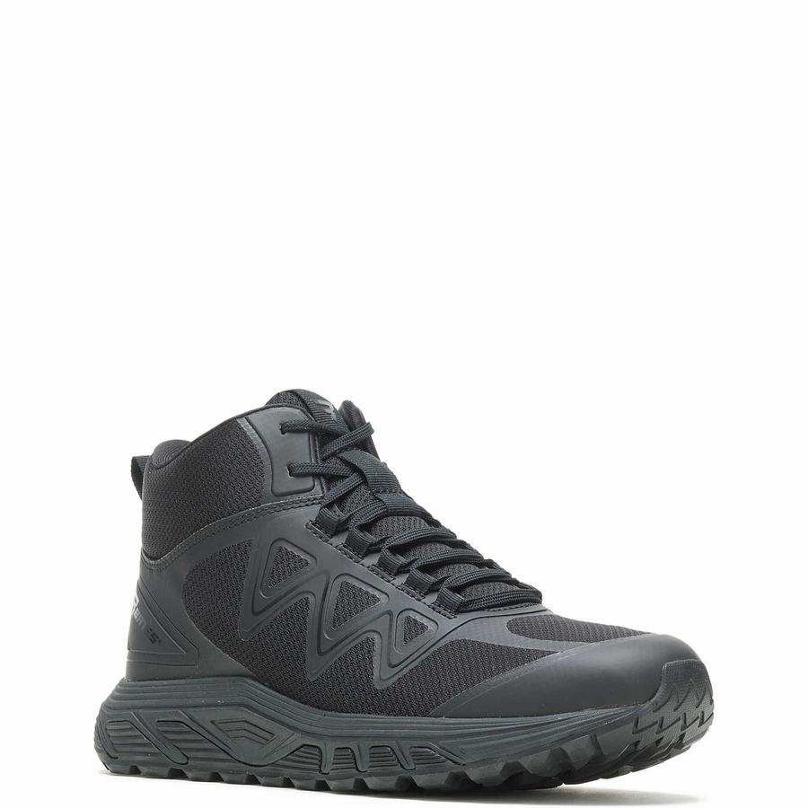 Black Wolverine Rush Mid Women Work Boots | KXF63100QL