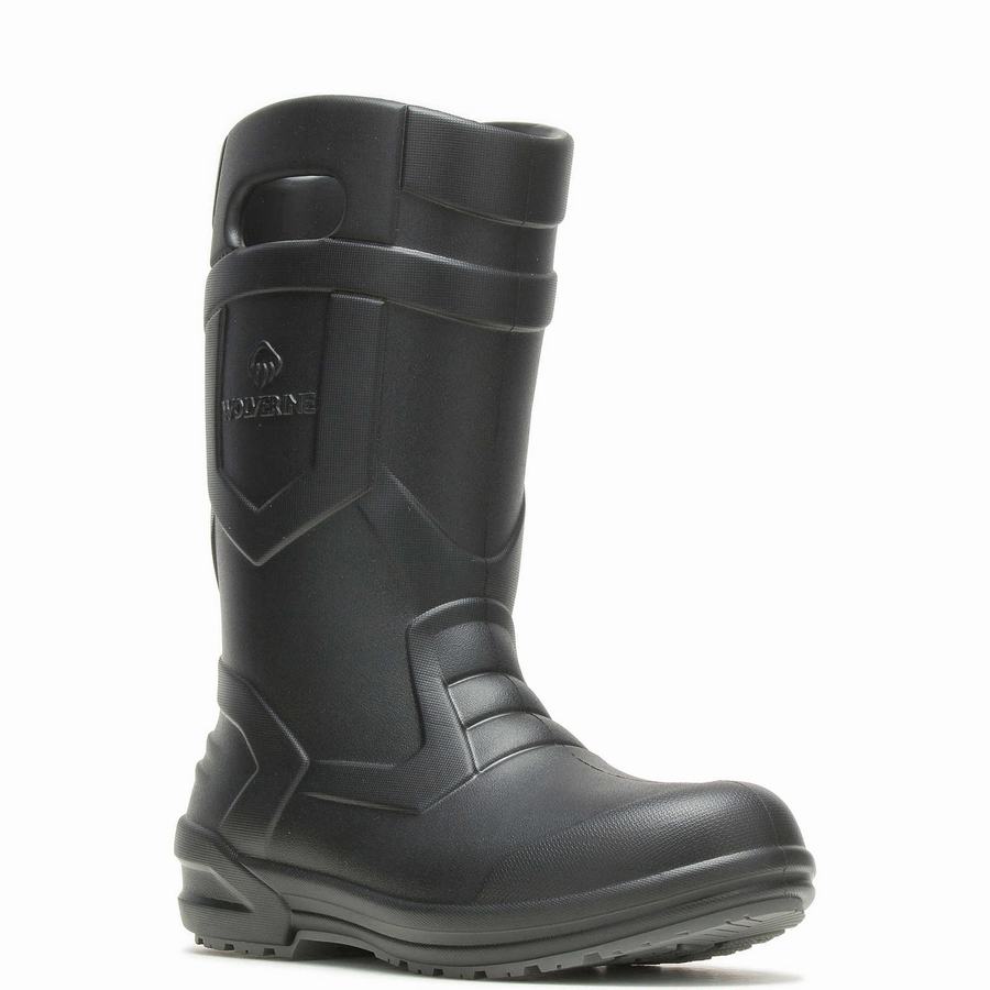 Black Wolverine Scout Injected Pull-On Wellington Men Boots | QJJ9791TR