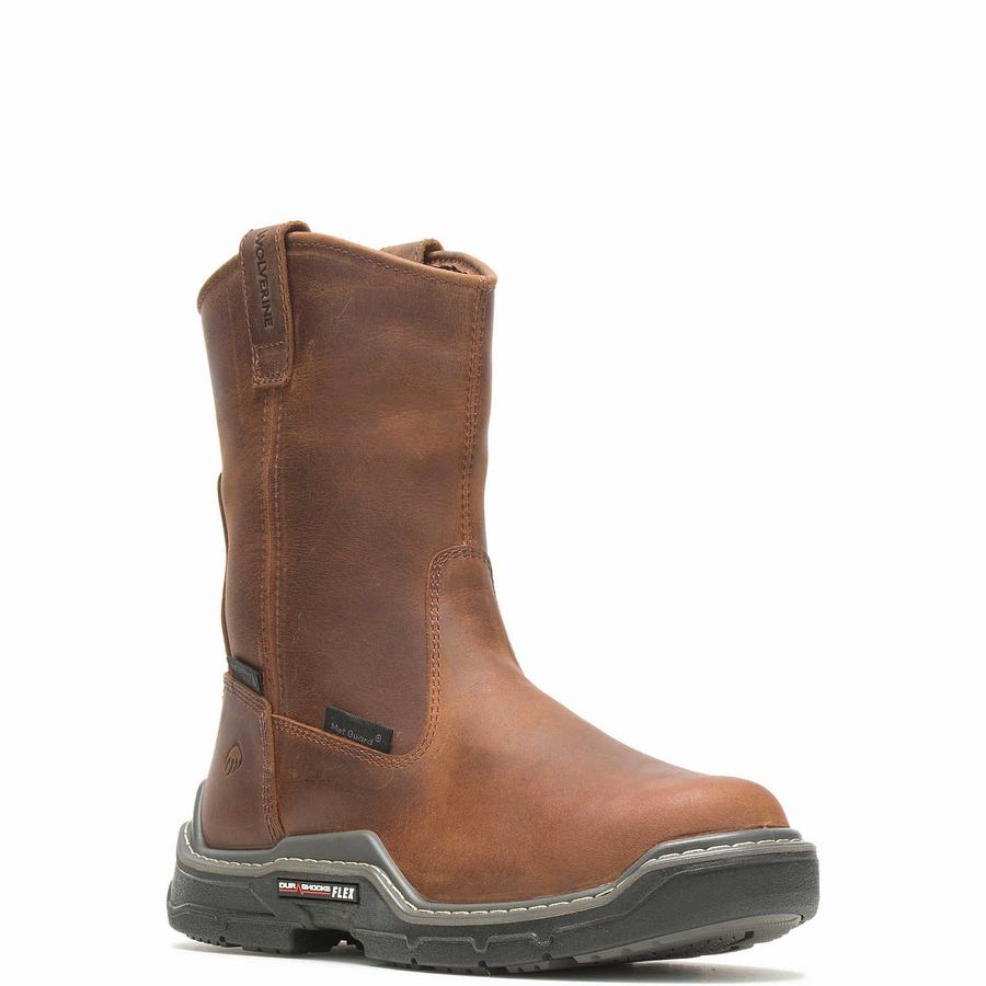 Brown Wolverine Raider DuraShocks® Waterproof Met-Guard CarbonMAX® Work Wellington Men Boots | JQR5989JU