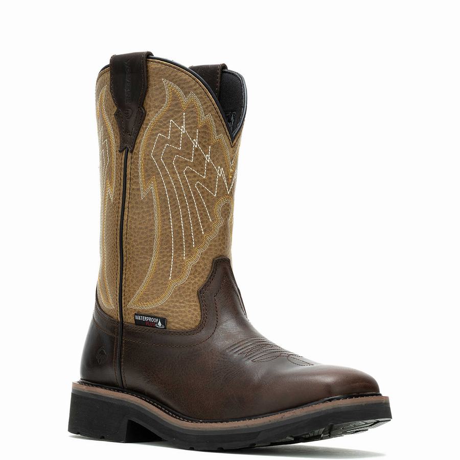 Brown Wolverine Rancher Eagle Waterproof Steel-Toe Wellington Men Boots | PAR6948HC