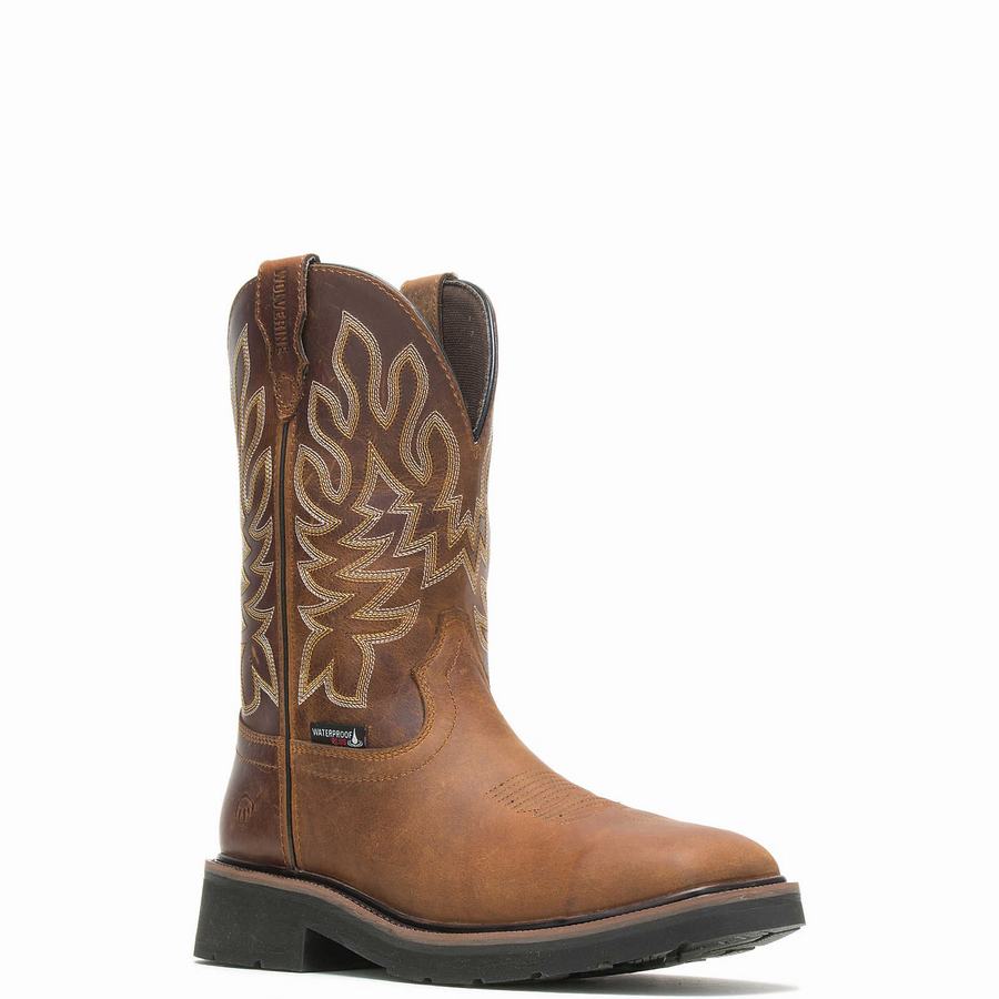 Brown Wolverine Rancher Waterproof Steel-Toe Wellington Men Boots | FJE8921RV