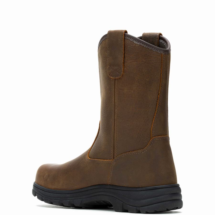 Dark Brown Wolverine Carlsbad Steel-Toe Work Wellington Men Boots | NVE7056UV