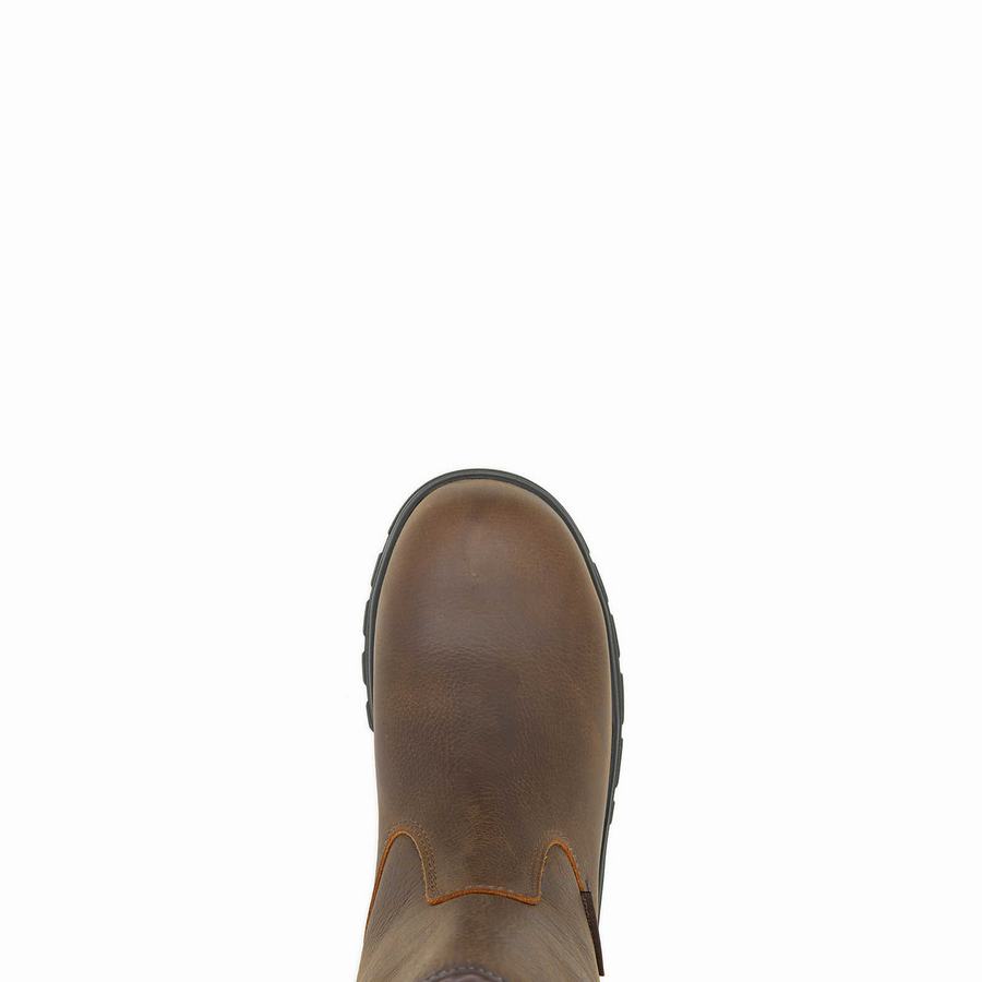 Dark Brown Wolverine Carlsbad Steel-Toe Work Wellington Men Boots | NVE7056UV