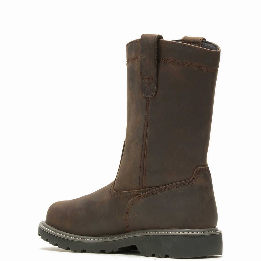 Dark Brown Wolverine Floorhand Met-Guard Steel-Toe Wellington Men Boots | TUY1297CS