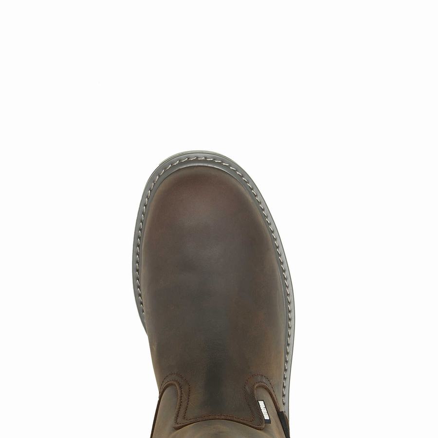 Dark Brown Wolverine Floorhand Met-Guard Steel-Toe Wellington Men Boots | TUY1297CS