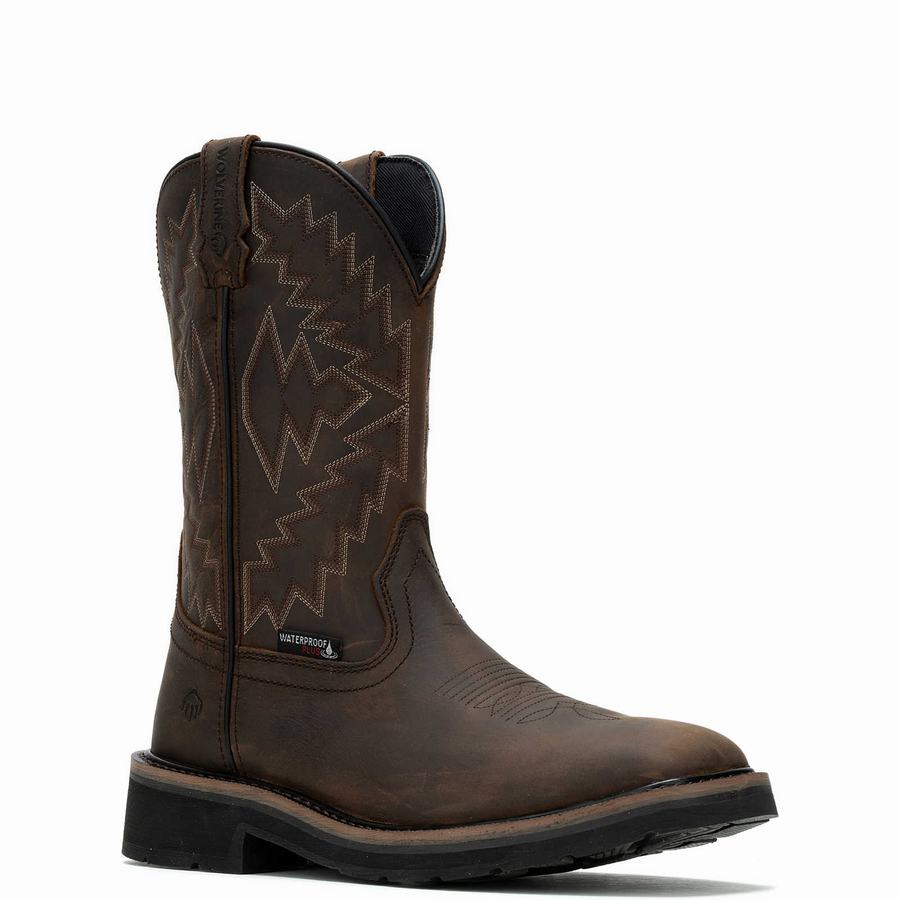 Dark Brown Wolverine Rancher Arrow Steel-Toe Wellington Men Boots | WBV2995WE