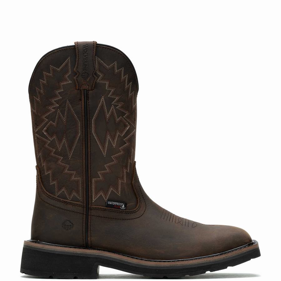 Dark Brown Wolverine Rancher Arrow Steel-Toe Wellington Men Boots | WBV2995WE