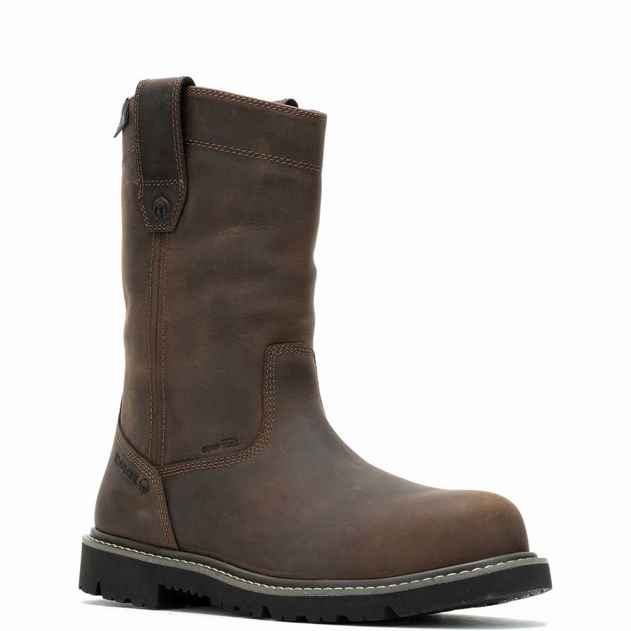 Dark Brown Wolverine Revival Composite-Toe Work Wellington Men Boots | TJH184YW