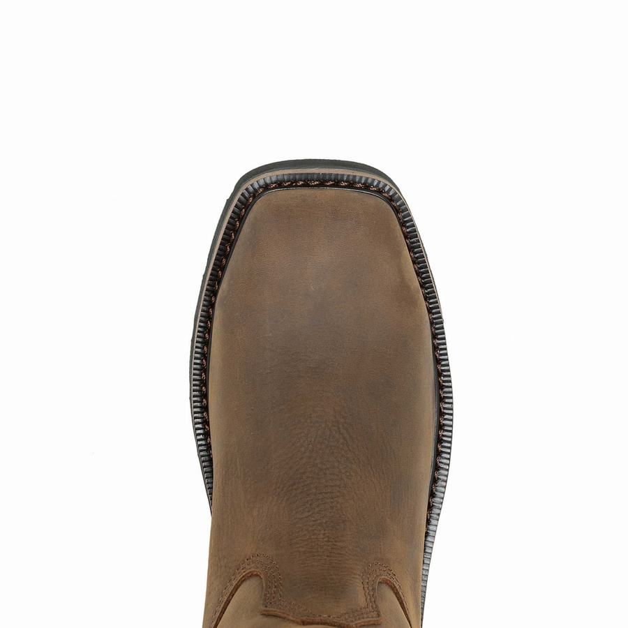 Dark Coffee Wolverine Rancher Pull-Tab Waterproof Steel-Toe Wellington Men Boots | YAT9785ME